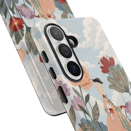 🌹🐈 The Lady And Puss In Boots Phone Case – Art Deco Floral Whimsy
