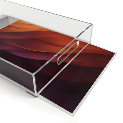 Wave Pattern with Intertwined Hues of Orange, Rose, Maroon, and Purple Acrylic Serving Tray