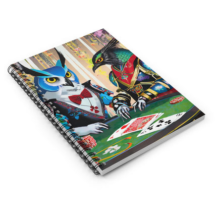 Cyberpunk Owl & Raven Spiral Notebook - Ruled Line