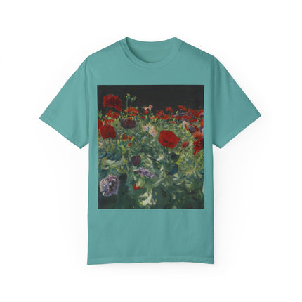 Poppies (A Study of Poppies for Carnation, Lily, Lily, Rose) by John Singer Sargent Unisex Garment-Dyed T-shirt