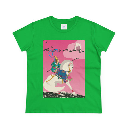 Samurai Princess on the White Steed Women's Midweight Cotton Tee – Epic Fantasy & Mythic Beauty