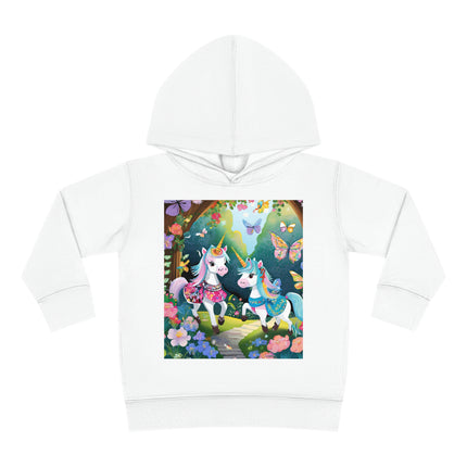 Baby Unicorns and Fluttering Butterflies Toddler Pullover Fleece Hoodie