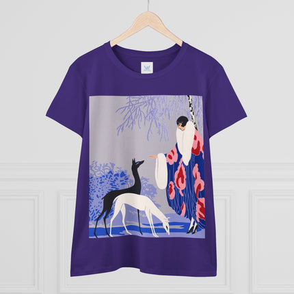 🦌🌸 The Lady Of The Graceful Deer Cotton Tee – Art Deco Garden Elegance
