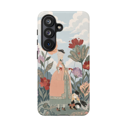 🌹🐈 The Lady And Puss In Boots Phone Case – Art Deco Floral Whimsy