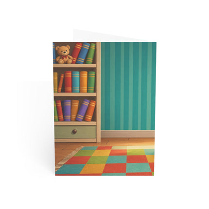 🐶📚 The Little Puppy Bookworm Greeting Card – Whimsical Reading Adventure