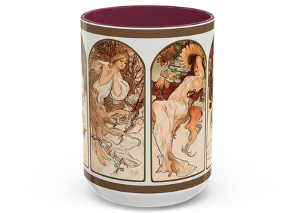 The Seasons by Alphonse Maria Mucha Colorful Mugs (11oz, 15oz)