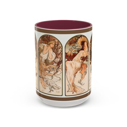 The Seasons by Alphonse Maria Mucha Colorful Mugs (11oz, 15oz)