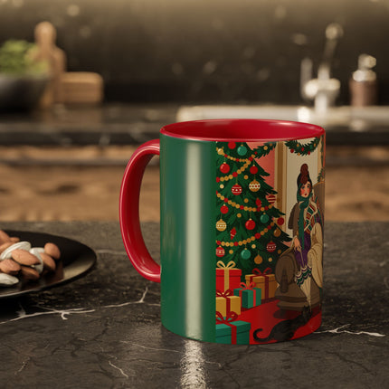 🖤🔥 The Lady Of The Christmas Hearth Colorful Mug – Art Deco Holiday Elegance