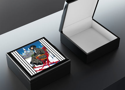 Elegant Winter Woman in Sleigh Jewelry Box