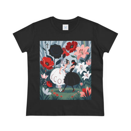 🌹🖤 The Midnight Rose Garden Cotton Tee – Art Deco Floral Fashion