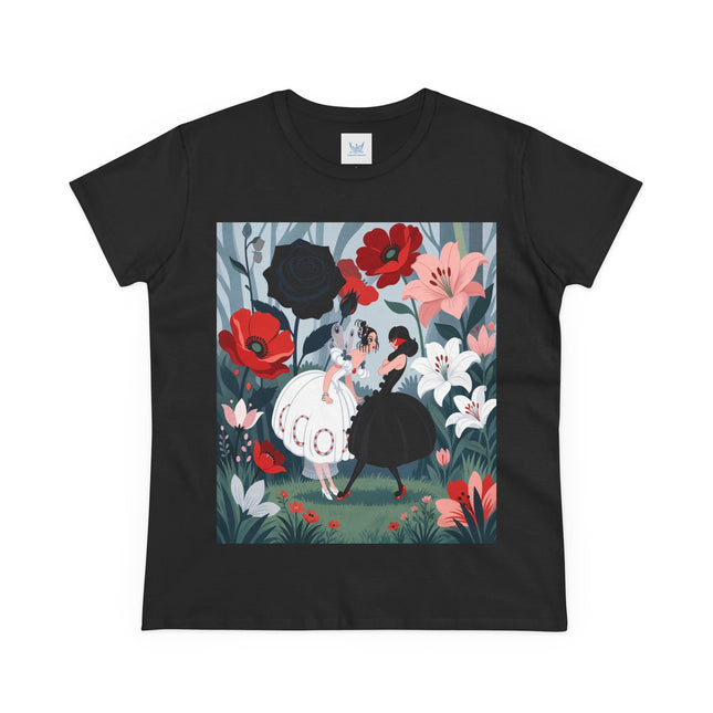 🌹🖤 The Midnight Rose Garden Cotton Tee – Art Deco Floral Fashion