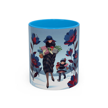 🎁🌺 The Christmas Gift Garden Stroll Colorful Mug – Art Deco Holiday Fantasy