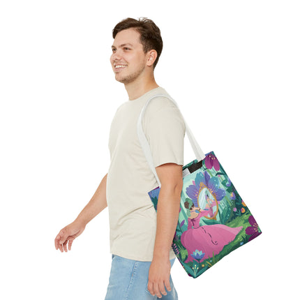 🌸🪞 The Lady Of The Enchanted Garden Mirror Tote Bag – Art Deco Floral Fantasy