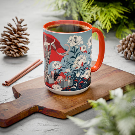 ❤️🌺 The Scarlet Parasol Spectacle Colorful Mug – Art Deco Fashion Elegance
