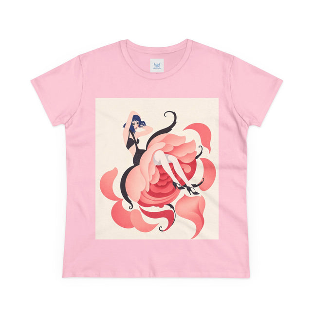 🌹🖤 The Lady Of The Blushing Rose Cotton Tee – Art Deco Fashion Illustration
