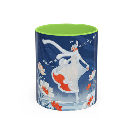 ❄️⛸️ The Winter Skater’s Flight Colorful Mug – Art Deco Floral Fantasy
