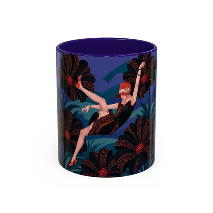 🖤🌺 The Midnight Floral Acrobat Colorful Mug – Art Deco Fashion Whimsy