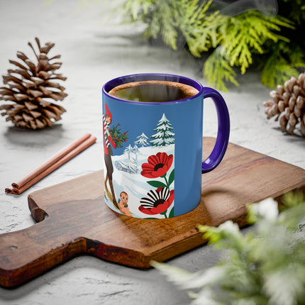 🎿🎄 The Christmas Holly Skier Colorful Mug – Whimsical Holiday Fantasy