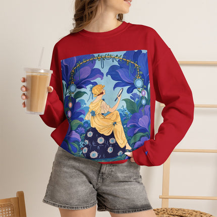 🪞🌺 The Enchanted Garden Mirror Crewneck Sweatshirt – Art Deco Fashion Whimsy