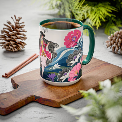🌸🎀 The Pink Lace Garden Promenade Colorful Mug – Art Deco Fashion Elegance