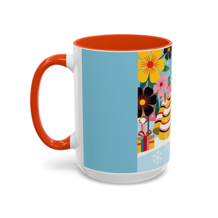🌼🎄 The Christmas Blossom Belle Colorful Mug – Colorful Art Deco Holiday Fantasy