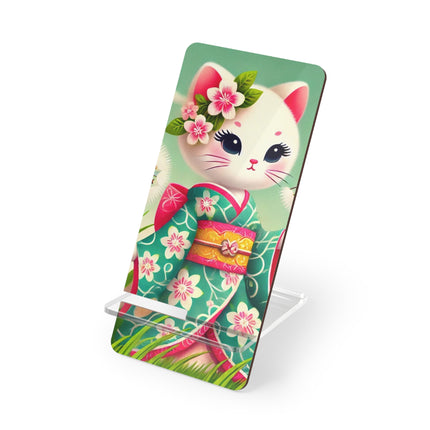 Geisha Kitten and the Dandelion Wish Mobile Display Stand for Smartphones