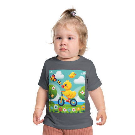 Duckling Riding a Bike Baby T-Shirt – A Joyful Little Ride