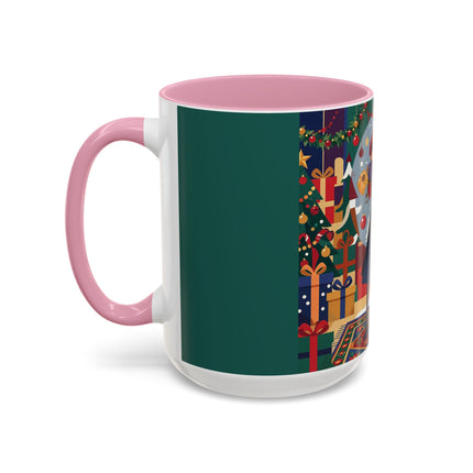 ☃️🎄 The Snowman's Christmas Companion Colorful Mug – Art Deco Holiday Fantasy