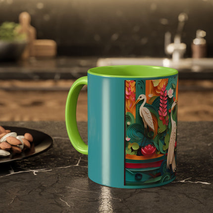 Elegant Egret Oasis Colorful Mugs (11oz, 15oz)
