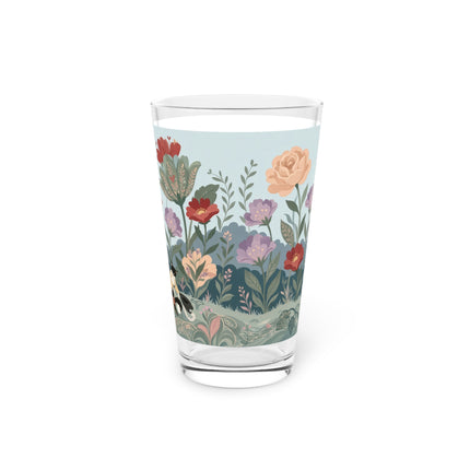 🌸🐈 The Lady And Puss In Boots Pint Glass – Art Deco Storybook Garden