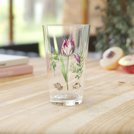 Tulip, Branches of Myrtle and Shells Glass, 16oz
