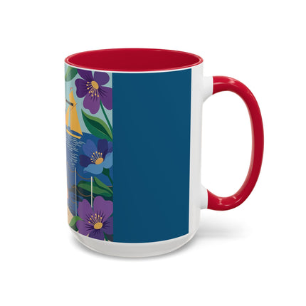 The Lady Of The Golden Horizon Colorful Mugs – Art Deco Coastal Elegance