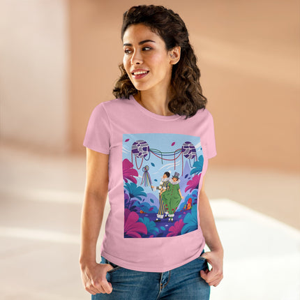 🎭🌸 The Garden Masquerade Cotton Tee – Art Deco Floral Whimsy