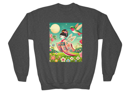 Geisha Fairy and the Hummingbird Blossom Youth Crewneck Sweatshirt