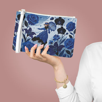 ☔💙 The Blue Rain Promenade Clutch Bag – Art Deco Floral Fashion