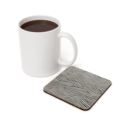 Wave Pattern on White Cork Back Coaster