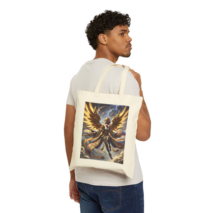 Valkyrie Descending Through Storm Cotton Canvas Tote Bag