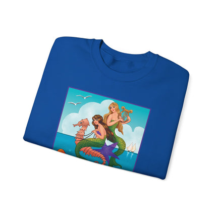 Three Mermaids with Strings of Pearls by Carlo Chiostri Heavy Blend™ Crewneck Sweatshirt