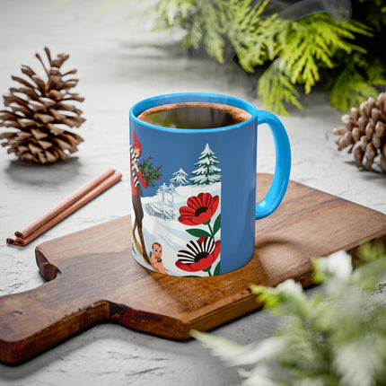 🎿🎄 The Christmas Holly Skier Colorful Mug – Whimsical Holiday Fantasy