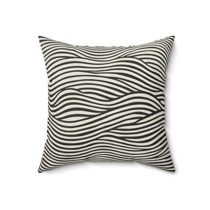 Wave Pattern on White Spun Polyester Square Pillow