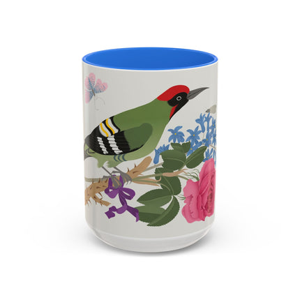 Woodpecker & Rose Colorful Mugs – Vibrant Spring & Bold Beauty