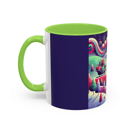Festive Reindeer Flight Colorful Mugs (11oz, 15oz)