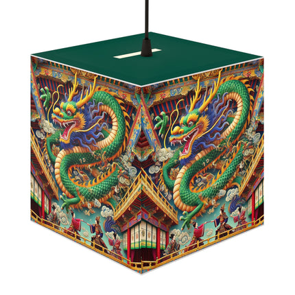 Tibetan Dragon Over Kabuki Duel Light Cube Lamp