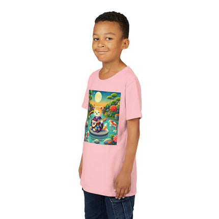 Melodic Kitten by the Koi Pond Youth Short Sleeve Tee