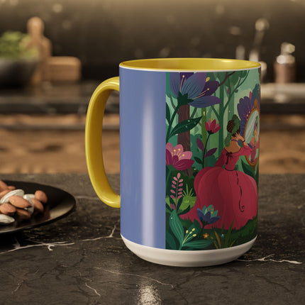 The Lady Of The Enchanted Mirror Colorful Mugs – Art Deco Botanical Elegance
