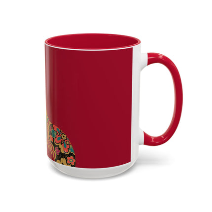 Butterfly Empress of the Crimson Pavilion Colorful Mug (11oz, 15oz) – Art Deco Beauty, Butterfly Elegance & Ornamental Style