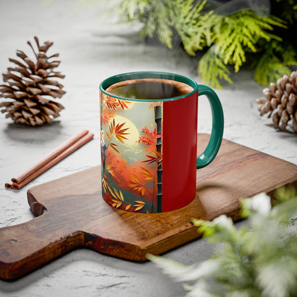 Red Panda at an Autumn Bamboo Grove Colorful Mugs (11oz, 15oz)