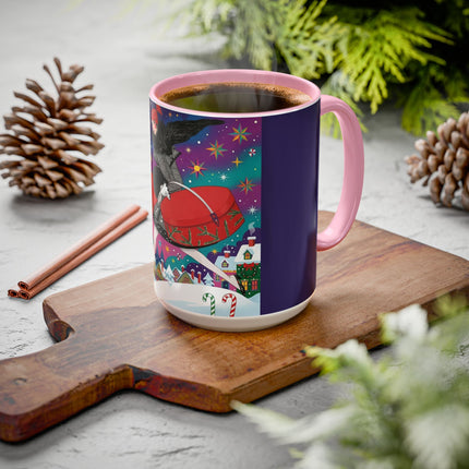 🎁✨ The Lady Of The Christmas Hatbox Colorful Mug – Art Deco Holiday Fantasy