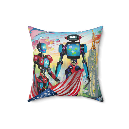 High Fashion Cyberpunk CIA Robots Spun Polyester Square Pillow