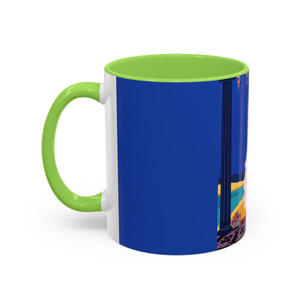 The Moonlit Promenade Colorful Mug (11oz, 15oz) – Blush Elegance, Coastal Romance & Art Deco Style